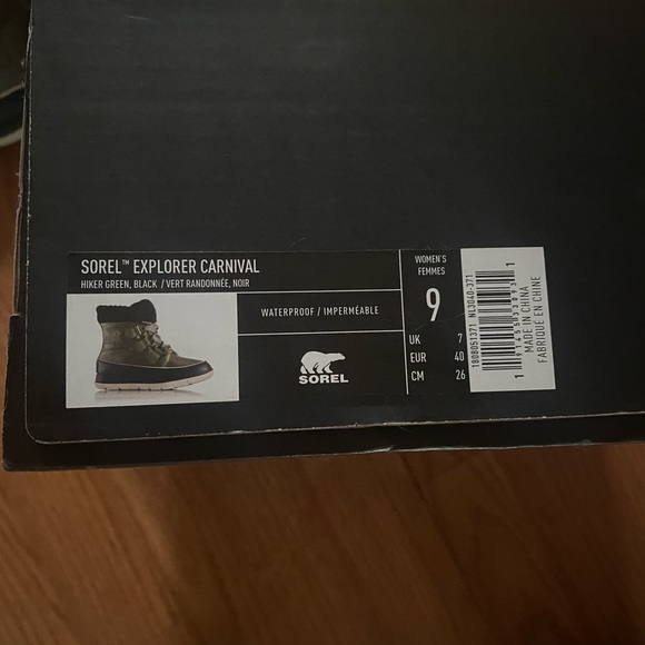 Sorel Explorer Carnival Weather Boots NEW sz 9 olive - Picture 6 of 9